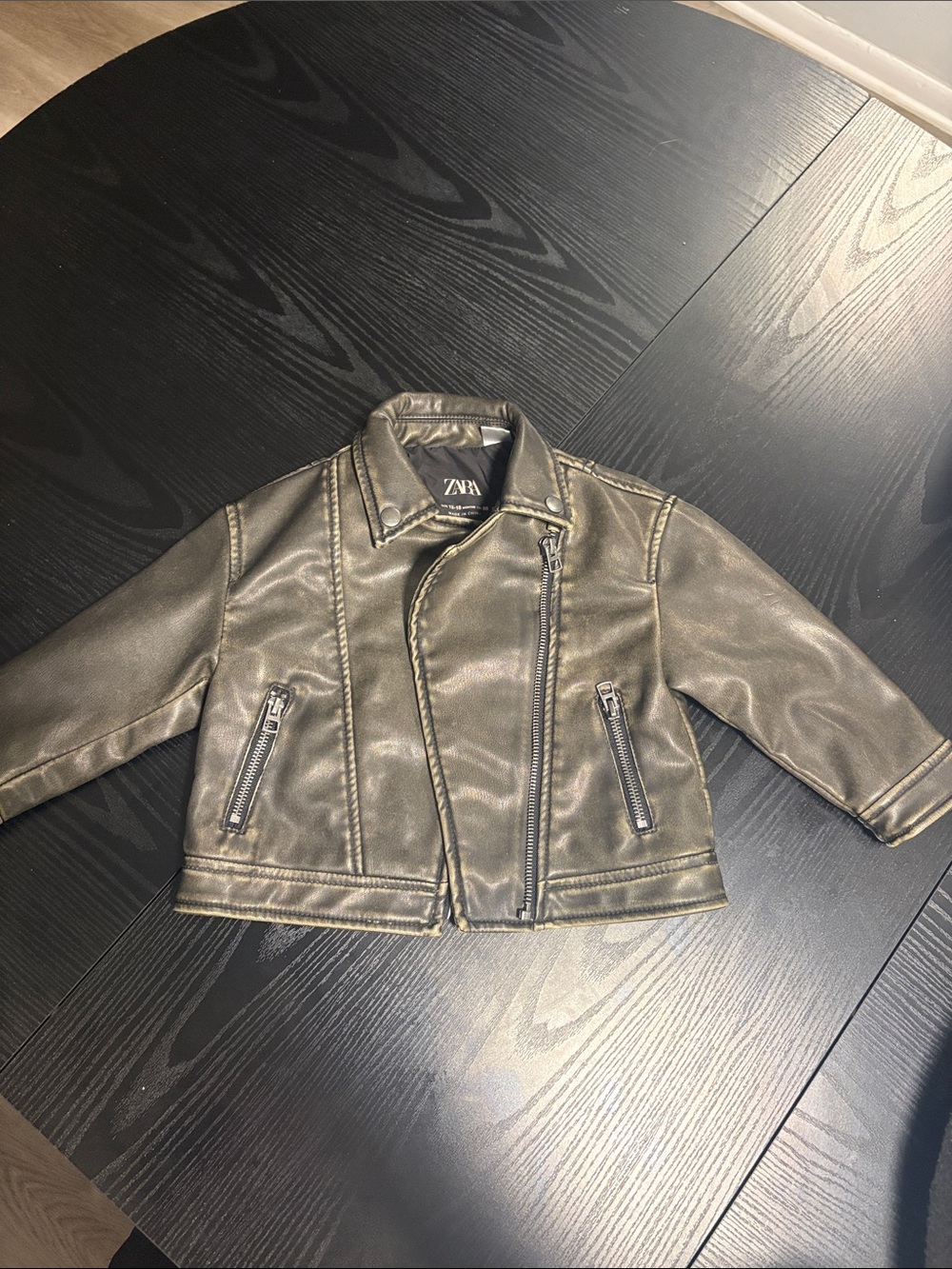 Zara Metallic Bronze Kids Faux Leather Moto Jacket